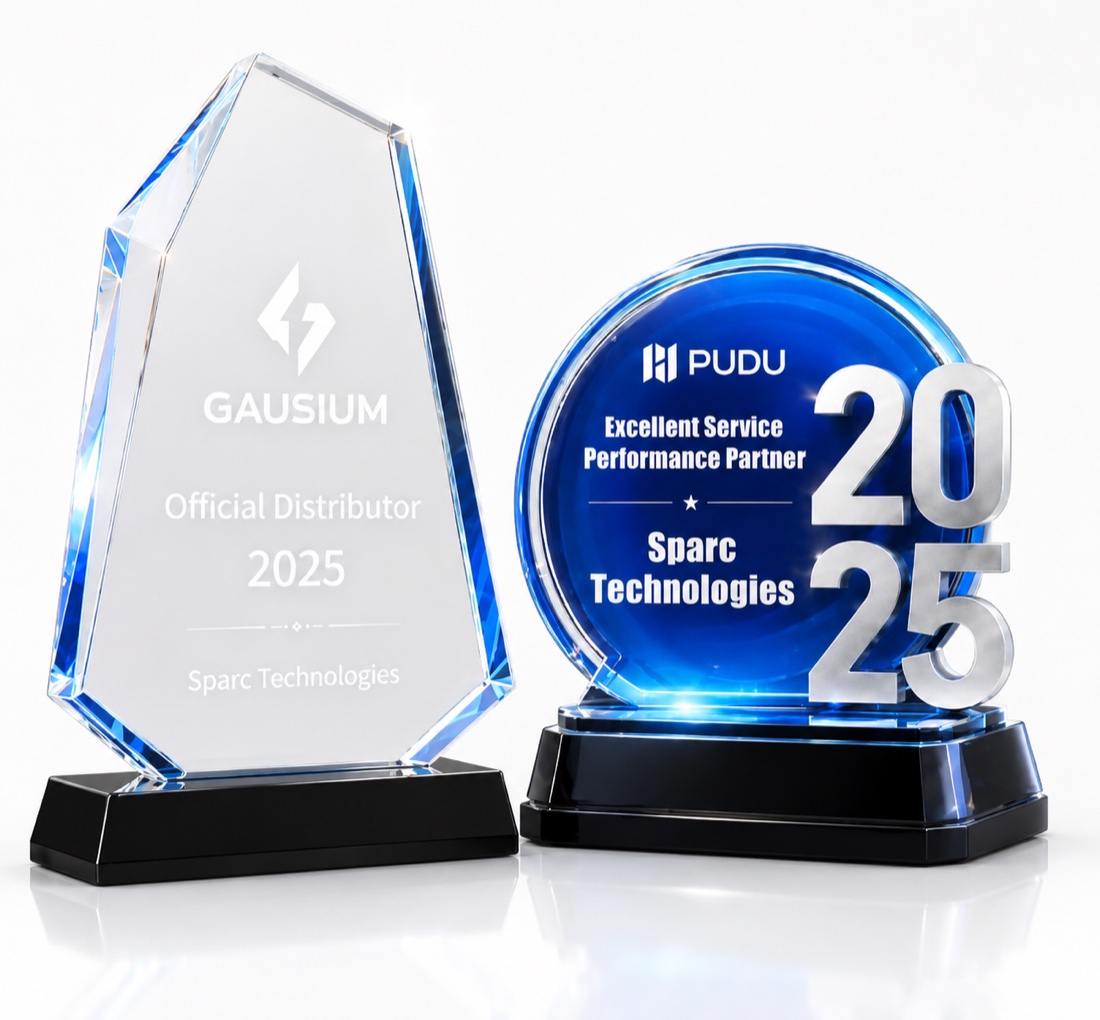 SPARC Technologies Gausium and Pudu award trophies
